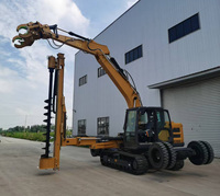 Machine de forage et d'érection électrique à double mode (sur roues et sur chenilles) pour poteaux et pieux, avec moteur intégré, 3000 mm, pour la construction