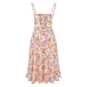 Vestido Midi informal de verano para mujer, vestido con estampado Floral de corte bajo sin mangas, vestido dulce con tirantes, vestido de temperamento sin espalda a la moda - Product Image 4