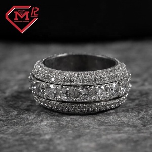 핫 세일 아이스 아웃 밴드 반지 래퍼 스털링 실버 힙합 Moissanite 영원 반지 - Product Image 2