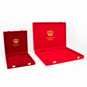 Set di gioielli in velluto rosso con Logo personalizzato antico confezione regalo con inserto in schiuma