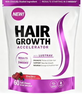 Masticables Suaves para el Crecimiento del Cabello - con Lustriva Clínicamente Estudiado ® Biotina, vitaminas C+E para un cabello más grueso, abundante y fuerte - Product Image 1