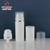 Bouteilles à pompe sans air en plastique PP avec décoration anneau doré 15ML 30ML 50ML
