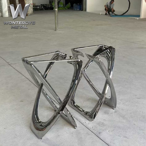 Pieds de <span class=keywords><strong>table</strong></span> commerciaux de luxe en acier inoxydable poli miroir, en forme de X torsadé, pour projets hôteliers, restaurants et clubs - Product Image 1