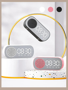 Intelligent Alarm Blue tooth Speaker <b>Mirror</b> <b>Clock</b> Wireless Plug-in Household Outdoor Portable Audio Radio Fashionable Sound - Product Image 4
