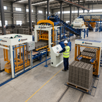 Machine automatique de fabrication de blocs de ciment, briques creuses, pavés, briques emboîtables, vibration hydraulique, ligne de production PLC QT10-15