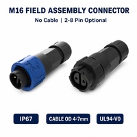 Connecteur circulaire étanche IP67 à verrouillage rapide M16, signal d'alimentation, angle droit 90° °   Prise de câble pour capteur industriel