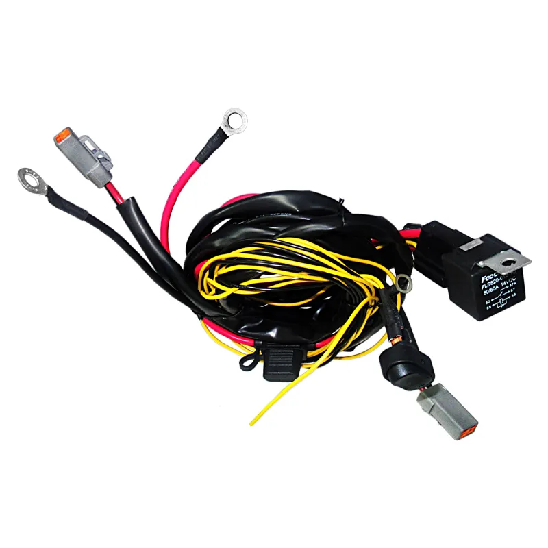 Auto Led HID Lámpara de trabajo luces de conducción de cableado Loom arnés interruptor de relé foco Kit fusible Cable de controlador