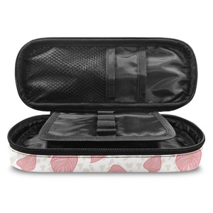 Fashionable Large Sized Windproof School Bag and Pencil Case Set Two Pieces Pink Anthurium <strong>Leopard</strong> Print Custom <strong>Backpacks</strong> - Product Image 5