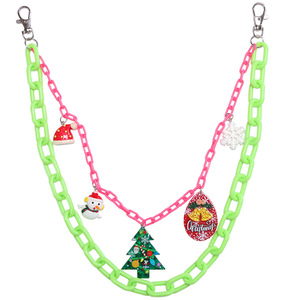 Cadena de Pantalones de Acrílico de Doble Capa Colorida, Colgante Navideño, Cadena de Cintura Unisex Estilo Punk, Decoración de Copo de Nieve, Árbol y Campana en Verde y Rosa - Product Image 5
