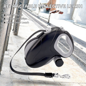 Correa Retráctil Automática para Perros, Diseño Moderno y Sólido, Plástico Negro, Control con un Botón, Correa de Nailon Resistente para Perros y Gatos - Product Image 2