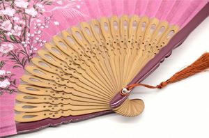 Guansen Flowers Hand Held Bamboo Folding Fans Fabric Sleeve Eco-friendly Traditional Chinese Vintage Retro Dragonfly Design - Product Image 3