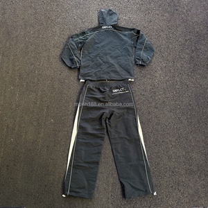 Ensemble 2 pièces : Vestes zippées patchwork personnalisées et pantalons de survêtement en nylon – Survêtement de jogging coupe-vent léger - Product Image 2