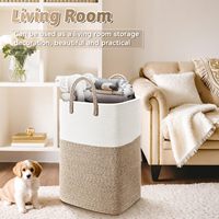 Grand panier tressé 60L en corde de coton, panier à linge, bac de rangement pour jouets de bébé, décoration bohème, rangement pour vêtements sales