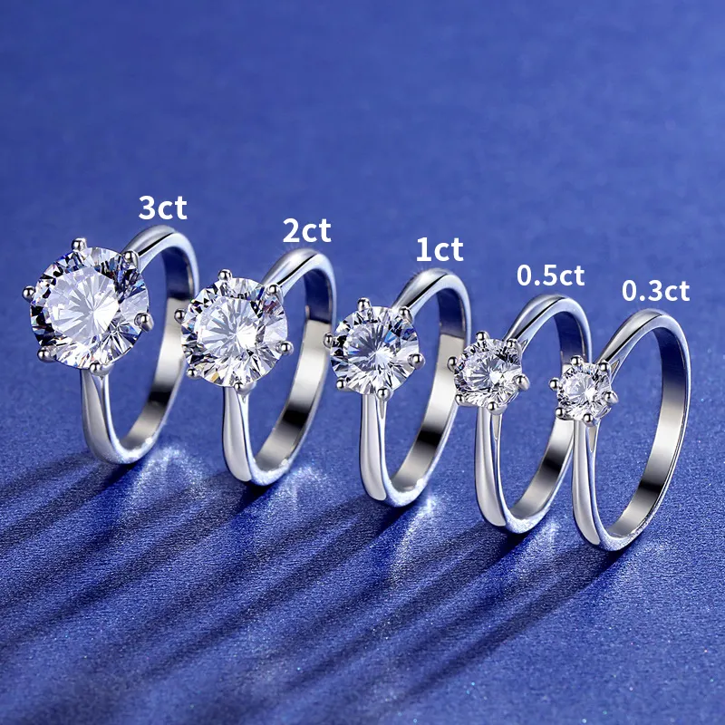 2023 cincin pertunangan baru grosir cincin Moissanite S925 perak murni wanita Moissanite untuk pernikahan