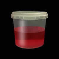 Petit Seau en Plastique Alimentaire 1L pour Beurre de Cacahuète PP de Qualité Alimentaire Rond en Gros, Seau en Plastique pour Lait 500ml avec Couvercles