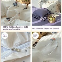 Ensemble de couette en coton pur quatre pièces, style coréen, rembourrage en laine, literie de qualité résistante à l'eau avec draps et housses