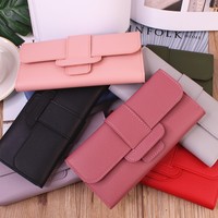 Dompet panjang wanita, dompet panjang wanita kulit PU kotak-kotak, mahkota, kantung ponsel, tempat kartu, koin, dompet wanita