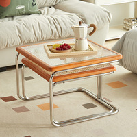 Table à thé et table basse carrées pliables en acier inoxydable moderne et durable pour le salon, meubles de maison