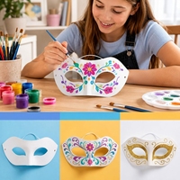 Lot de 120 masques en papier mâché vierges à moitié masqués avec sangle élastique pré-assemblée pour la confection de masques de mascarade pour les fêtes de Mardi Gras