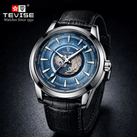 Montre mécanique automatique de luxe TEVISE en gros, étanche, avec mouvement Dandong, cadran de 46 mm, bracelet en cuir