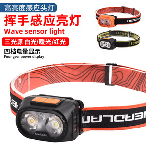 Lampe frontale LED rechargeable étanche pour camping en extérieur, pêche nocturne, type C, avec double lumière blanche - Product Image 2