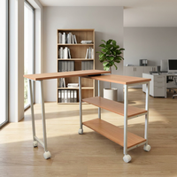 SG17 #   Bureau d'ordinateur moderne en bois avec hauteur réglable, fonction pliable et roulettes mobiles pour les étudiants, idéal pour l'étude, le bureau ou la maison