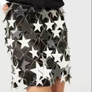 2023 Europe and the United States foreign trade summer new hollow shiny Acrylic Sequin short skirt