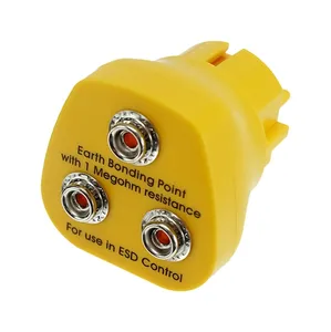 WEIDINGER High Quality Household Use SAFEGUARD ESD Earthing Plug With 3 X 10 Mm Push Button Yellow
