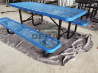 Table de pique-nique commerciale extérieure ADA en métal expansé de 6 et 8 pieds avec bancs