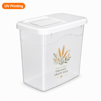 Conteneur de stockage de riz transparent et fin sur mesure OEM avec couvercle rabattable, distributeur de céréales en plastique hermétique pour cuisine, vente en gros