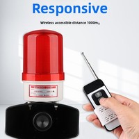 Sirène sans fil 1000M avec télécommande, alarme sonore et lumineuse 120dB, multi-tension 12V-380V, klaxon et stroboscope intégrés pour la sécurité et les portails