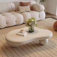 Table basse en bois de style nordique minimaliste, luxueuse, unique, élégante et écologique, design nuage blanc crème pour le salon