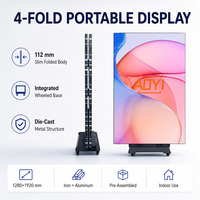 Pantalla LED para Póster de Diseño Plegable en 4 Partes, 1280X1920mm, P1.53, P1.86, P2, P2.5, Tótem LED, Señalización Digital Interior, Video Wall con Ruedas