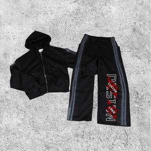 Ensemble survêtement décontracté personnalisé 2025, sweat-shirt à capuche et pantalon de survêtement à jambe droite, ensemble surdimensionné, délavage acide - Product Image 3