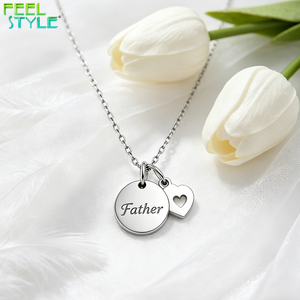 Collana con Ciondolo a Doppio Strato a Forma di Cuore Traforato in Acciaio Inossidabile, Gioielli Coordinati Padre-Figlio da Figlia a Papà - Product Image 6