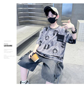 Ensembles d'été 2026 pour adolescents : T-shirt à manches courtes imprimé lettres + Short cargo <span class=keywords><strong>en</strong></span> <span class=keywords><strong>jean</strong></span> – Lot de 2 pièces pour garçons - Product Image 6