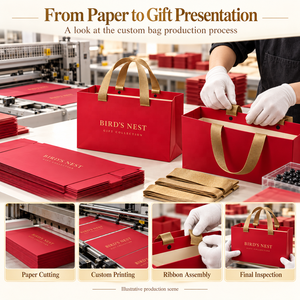 Sacs cadeaux en papier de luxe avec logo personnalisé, sacs shopping en papier spécial avec poignées en ruban pour emballage de boîtes cadeaux - Product Image 3
