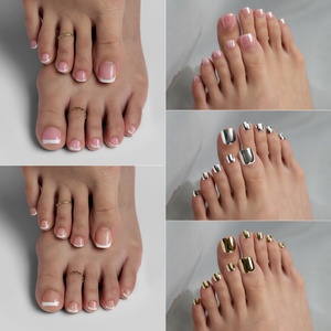 BTArtbox Uñas Postizas Francesas Personalizadas al por Mayor, Uñas Artificiales Cortas Cuadradas con Degradado Rosa, Uñas de Gel Suave para Pies - Product Image 3