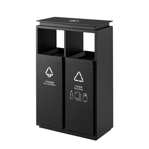 Oem hiện đại Thùng rác có thể chất thải <span class=keywords><strong>bin</strong></span>-thép hình chữ nhật phân loại container với đầu gạt tàn cho khách sạn & khu vực ngoài trời - Product Image 1