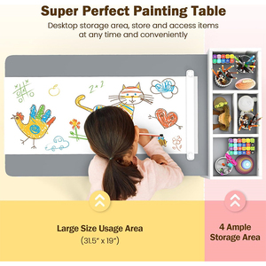 Eduland 2-in-1 trẻ em Đồ nội thất đặt gỗ hoạt động bàn & 4 Canvas lưu trữ thùng cho trẻ mới biết đi nghệ thuật thủ công & giấy viết CuộN chủ - Product Image 6