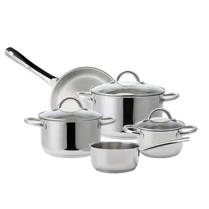 Panci Penggorengan anti lengket, 8 buah Set peralatan masak Stainless Steel panci dan panci memasak