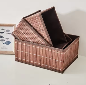 Rectangle écologique et marron fort SET 3 panier de rangement en bambou pour la maison, vendable en gros - Product Image 4