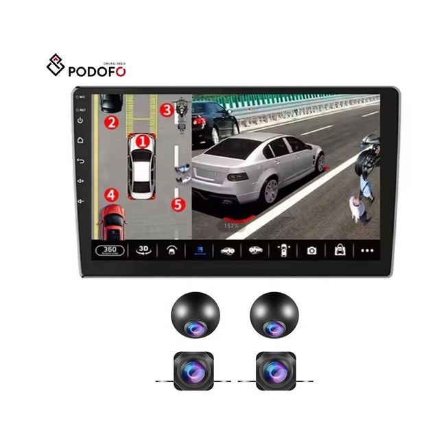 Podofo 360 Panoramic Camera AHD 720P Full Color Image Bird View Left Right Front Rear Cameras for Car Radio Auto Electronics