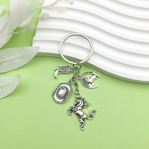 Llavero de vaquero occidental de plata antigua con colgante de caballo de aleación de zinc para accesorios de llaves de coche, regalo ER555 - Product Image 4