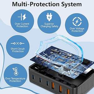 Usb C Snellader, 100W Gan 6-poort Usb C Snel Laadstation Hub Blok Kubus, Qc Usb A En Pd Usb C Muur Oplader - Product Image 3