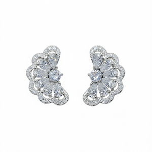 Boucles d'oreilles en or blanc E3590 avec diamants taille poire, couleur D naturelle, bijoux classiques pour femmes, pour mariage - Product Image 1