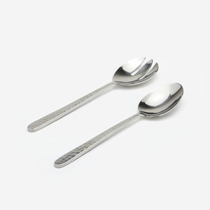 ชุดช้อนสแตนเลสสำหรับจัดเลี้ยงบุฟเฟ่ต์ซุปสลัดด้ามยาวแบนทำจากเงินขัดเงาทำด้วยมือ - Product Image 1