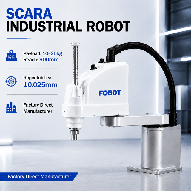 FOBOT MB25SC-900 4 Axis SCARA Robot Arm 900mm Reach 25kg Payload ±0.025mm Precision for Heavy Duty Handling & Assembly