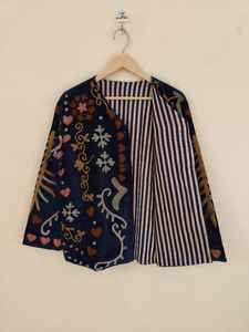 Navy Blue <b>Velvet</b> Suzani Embroidered <b>Jacket</b> Vintage Floral Boho Handmade Wear <b>Velvet</b> Suzani <b>Jacket</b> Gift for her - Product Image 5