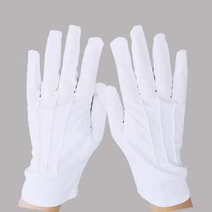 Gants d'inspection en PVC confortables et durables, en polyester, à points interlock fourchette, blancs, pour défilés, vente en gros - Product Image 2